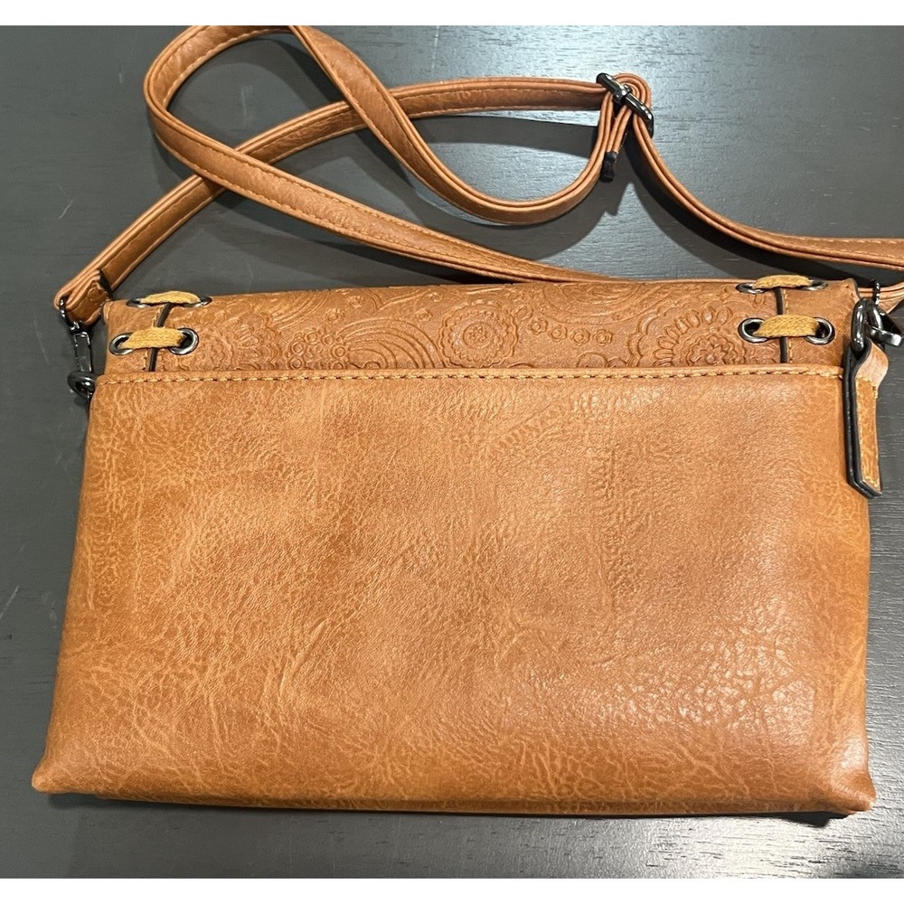Sam & Hadley Brown Purse Tourqoise Detail Adjustable Strap Small - Picture 5 of 10